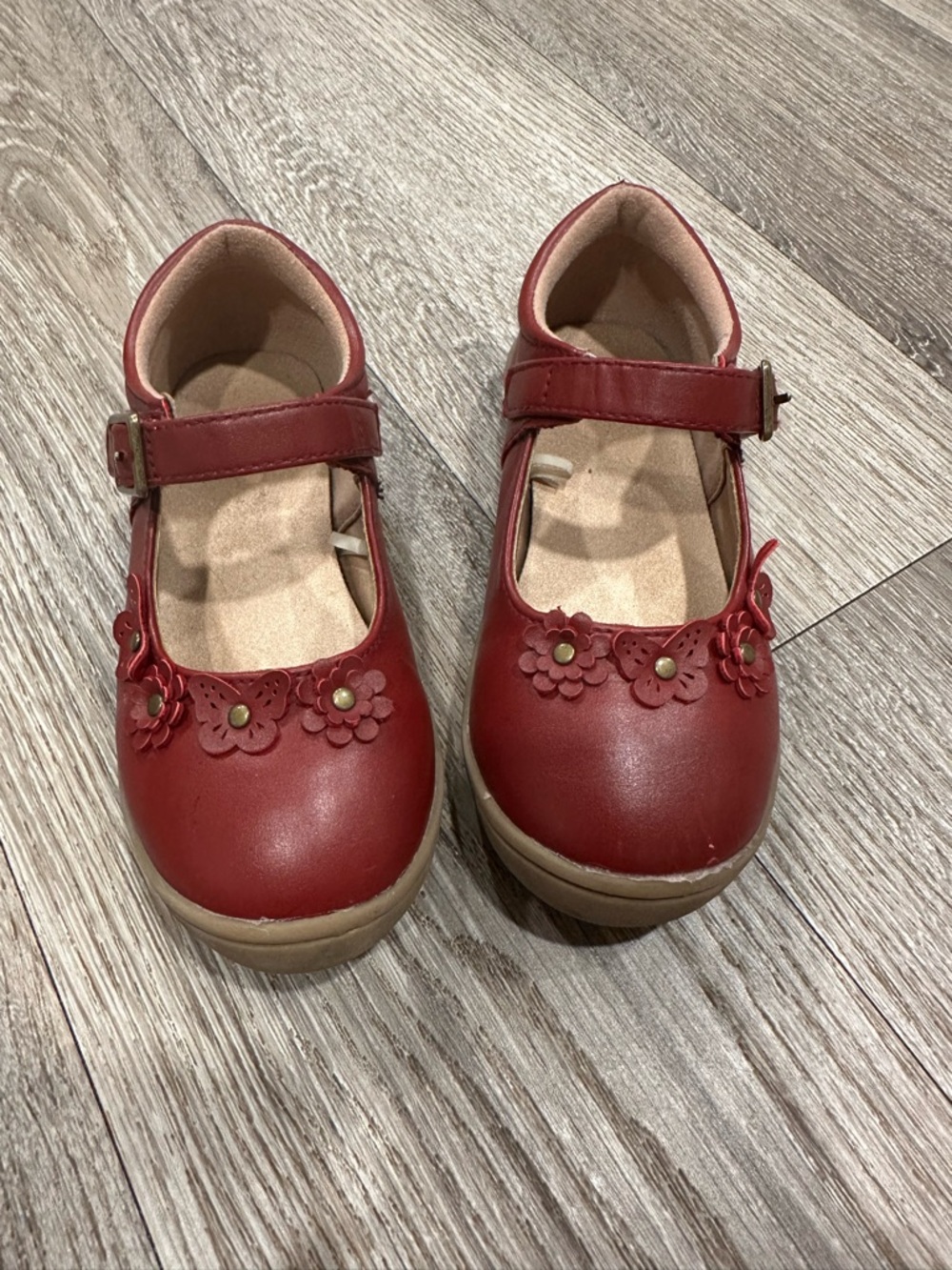 Red Mary Jane Floral Dress Shoes